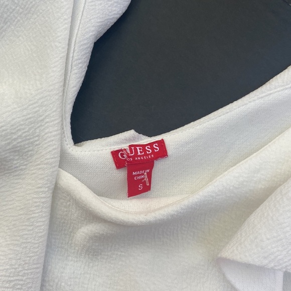 New GUESS Ruffle V-Neck White Dress SZ S - Picture 4 of 6